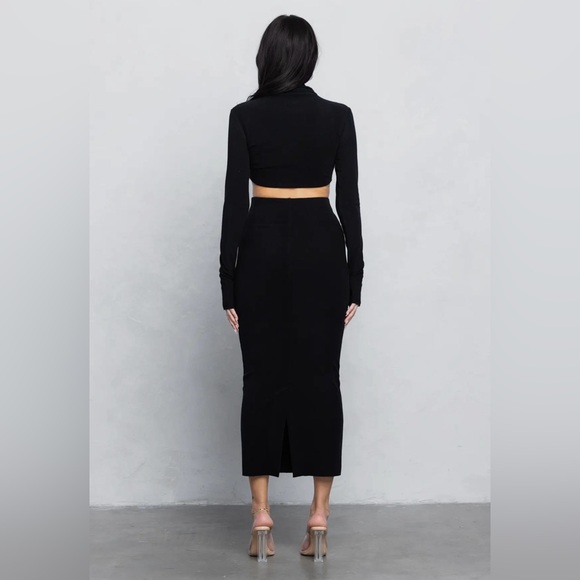 NWT Ultra Soft Double Side Jersey Turtleneck Crop Top & Maxi Skirt Set - Picture 3 of 4